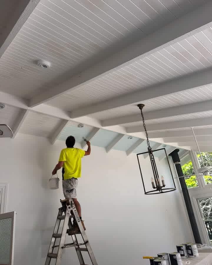 Crisp interior ceiling and cornice painting in Byron Bay residence